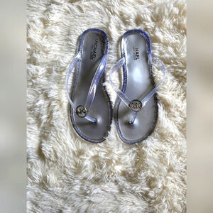 Michael Kors Silver Glitter Thong Sandals